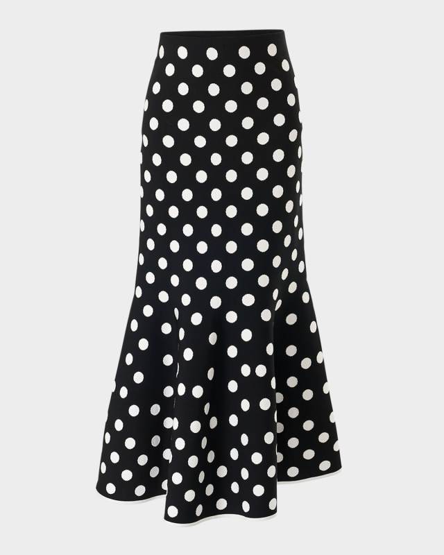 Polka-Dot Midi Trumpet Skirt